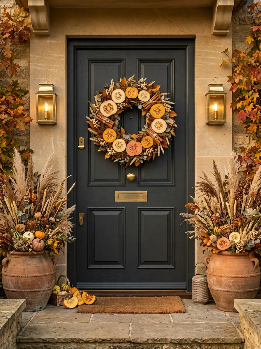 Faux Pumpkin Slice & Whole Cinnamon Stick Wreaths