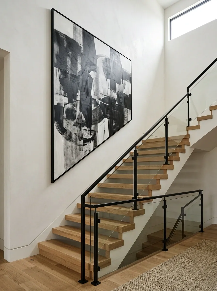 Fill a Tall Staircase Wall With One Large Statement Piece