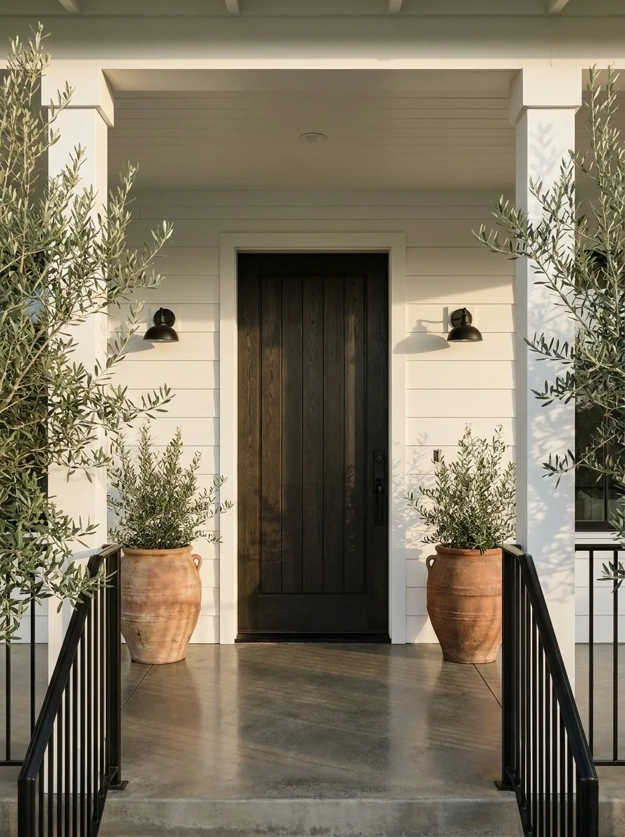 Flank the Door with Tall Olive Trees