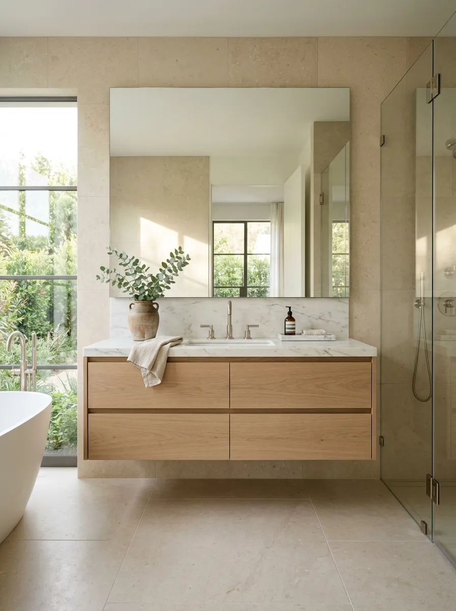 Floating Vanities Make the Floor Feel More Open