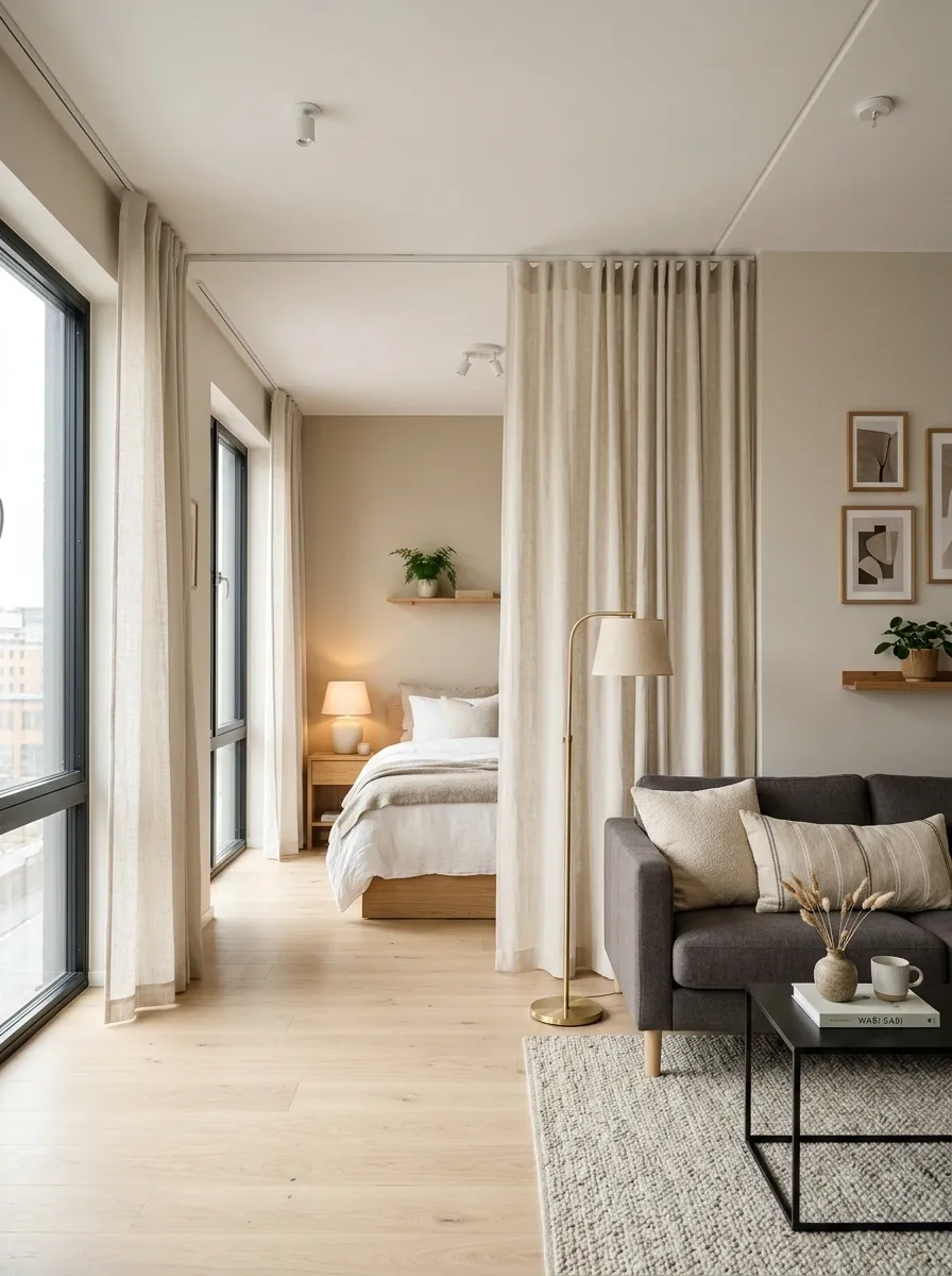 Floor-to-Ceiling Linen Curtains for a Small Apartment