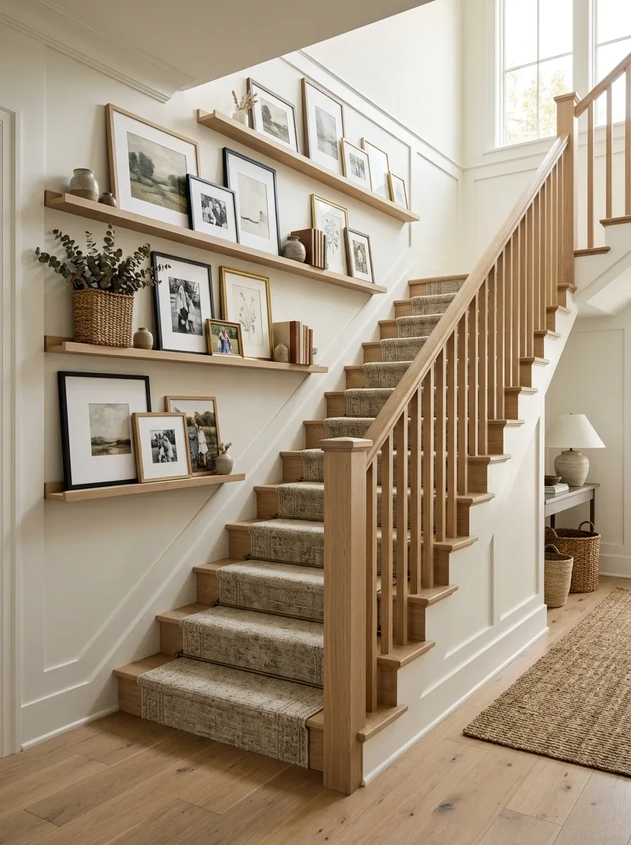 Floor-to-Ceiling Picture Ledge Stair Gallery