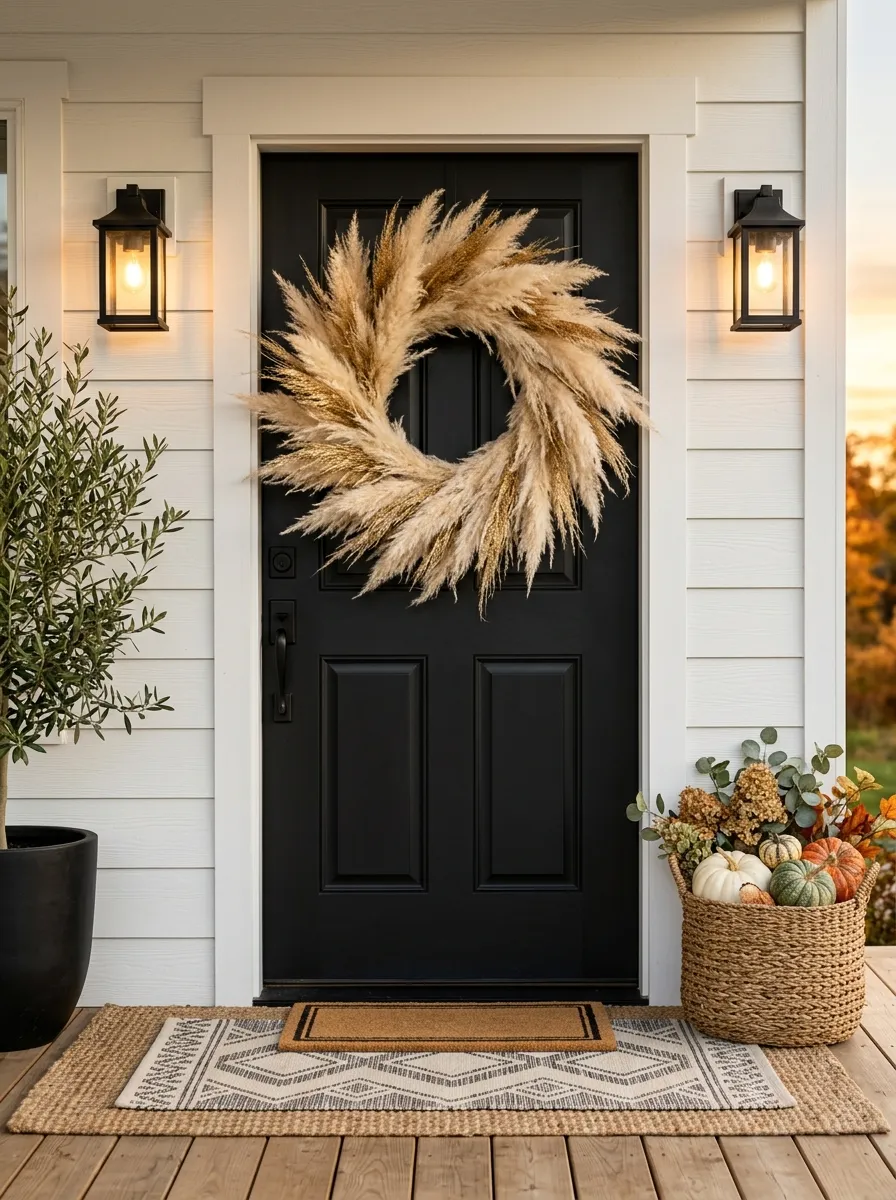 Fluffy Feathery Feather Grass with Gold Spray Touches