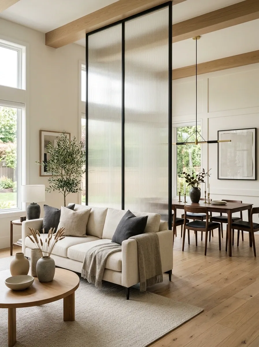 Fluted Glass With Slim Black Framing