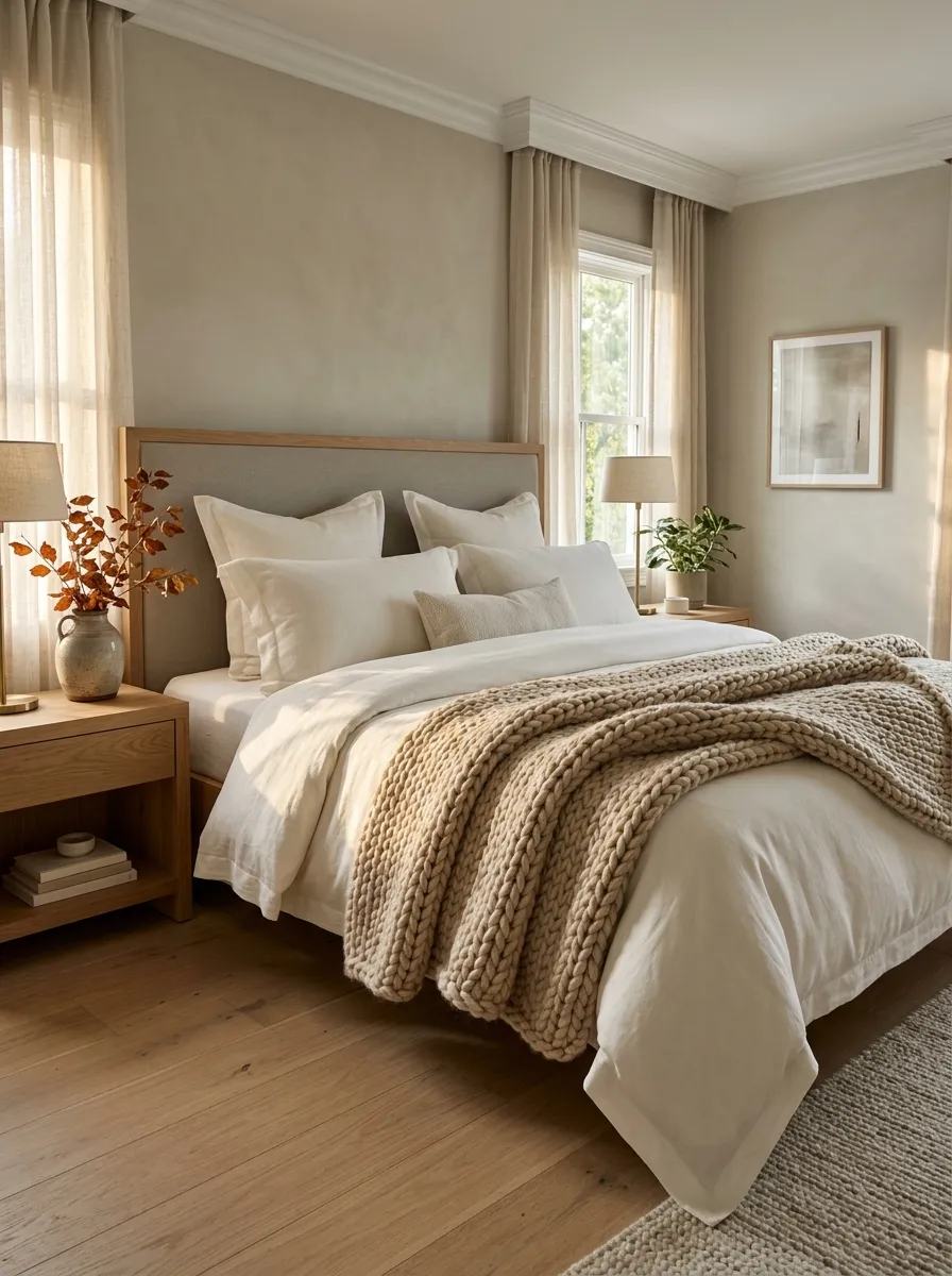 Fold a Chunky Knit Blanket Across the Foot of the Bed