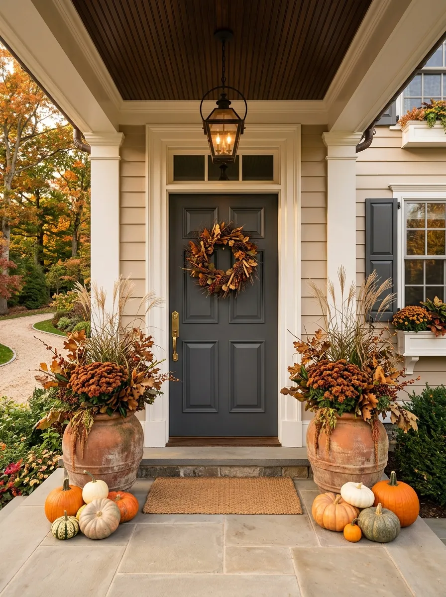 Frame the Door With Oversized Fall Planters