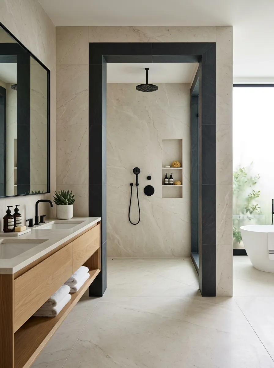 Frame the opening with a contrasting tile border
