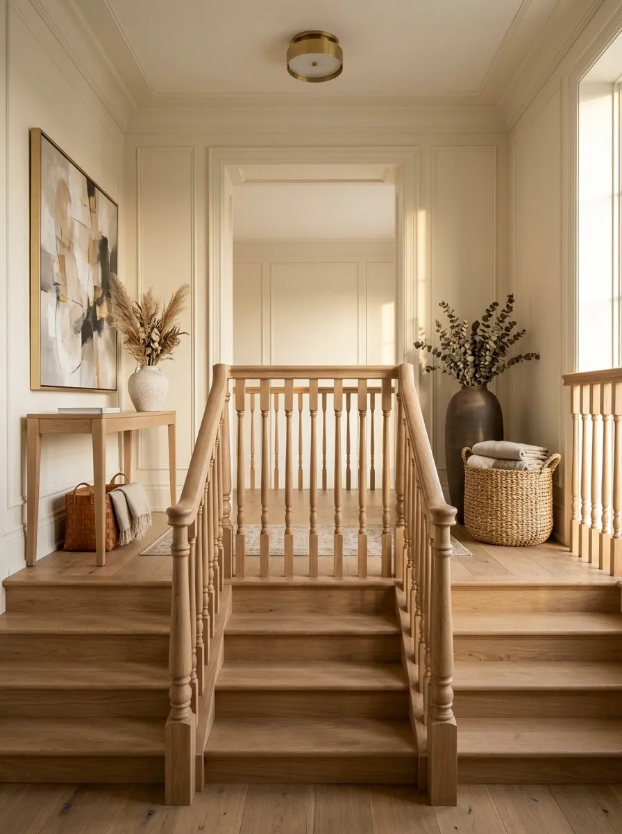 Frame the Stair Opening With Symmetrical Decor