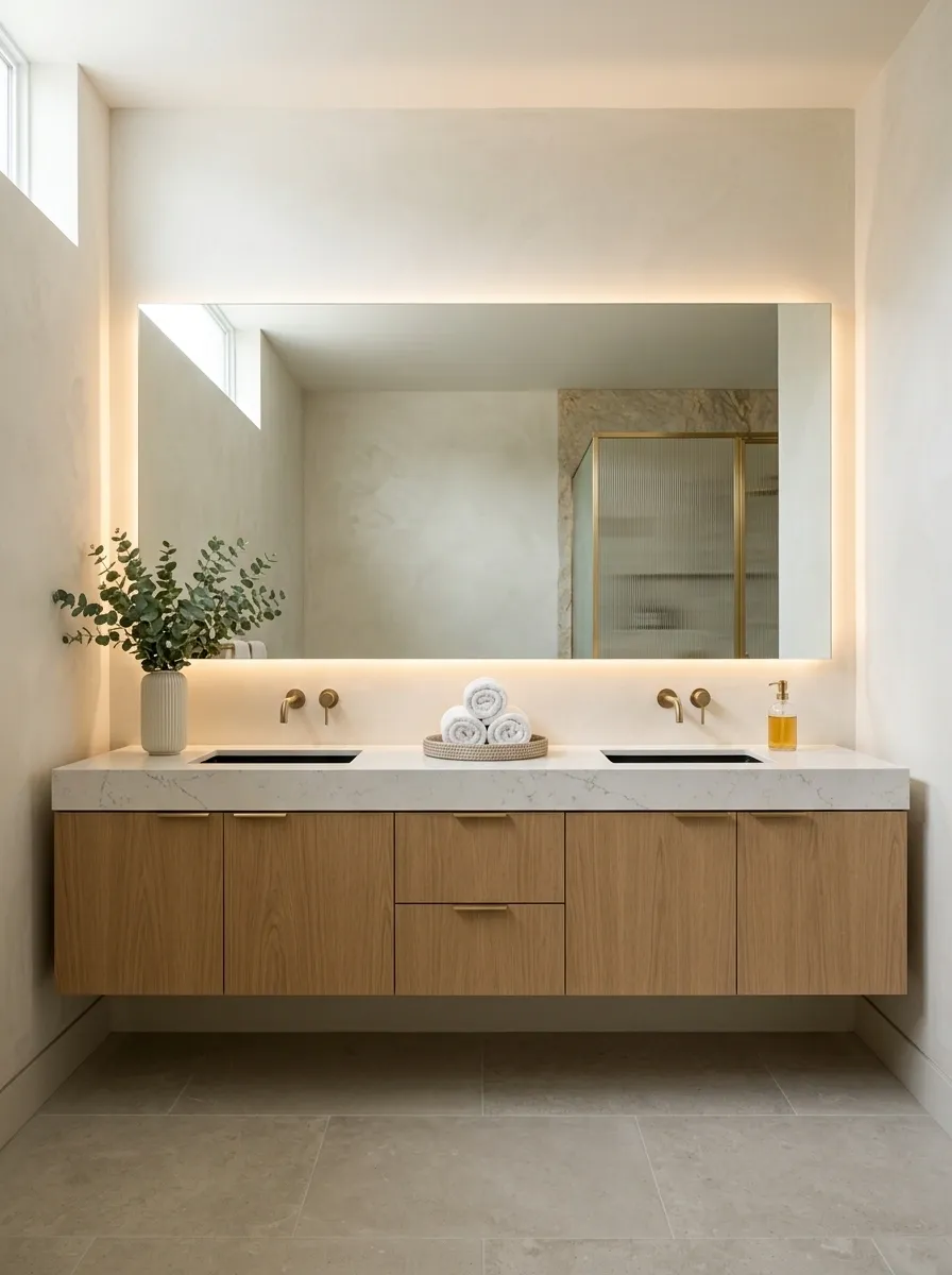 Frame the Vanity With a Full-Width Backlit Mirror