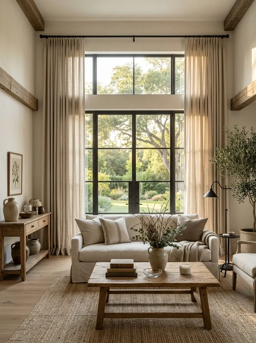 Frame Windows With Relaxed Linen or Cotton Curtains