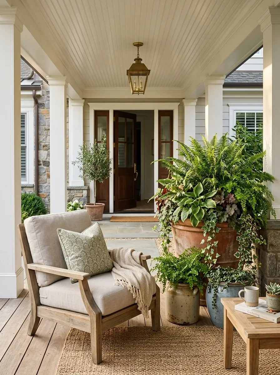 Front Porch Corner Garden With a Relaxed Chair