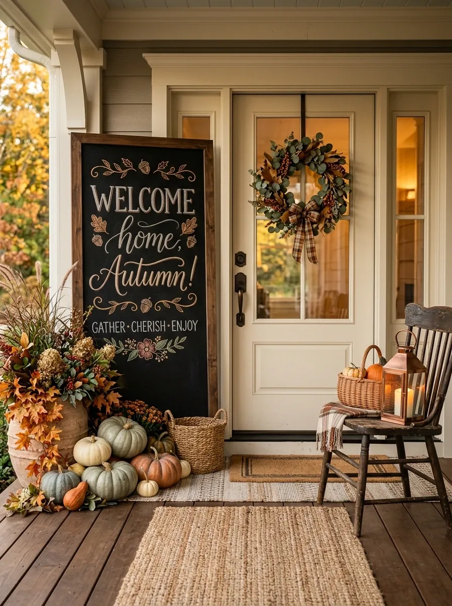 Front Porch Welcome Chalkboard Vignette