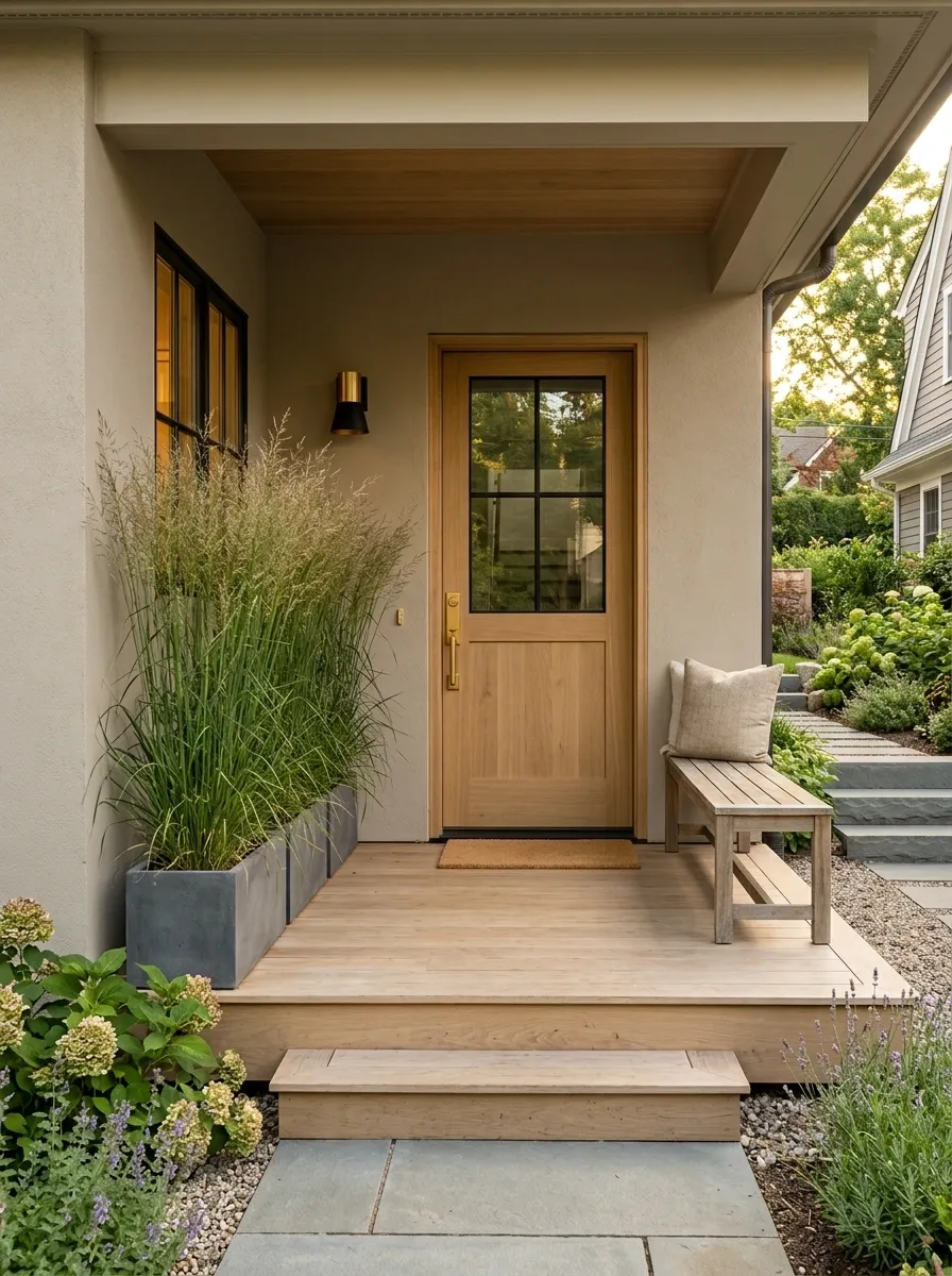 Full-Height Grasses for a Low Porch Wall
