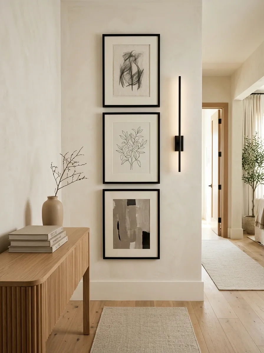 Gallery-Style Vertical Art Stack in Black Frames