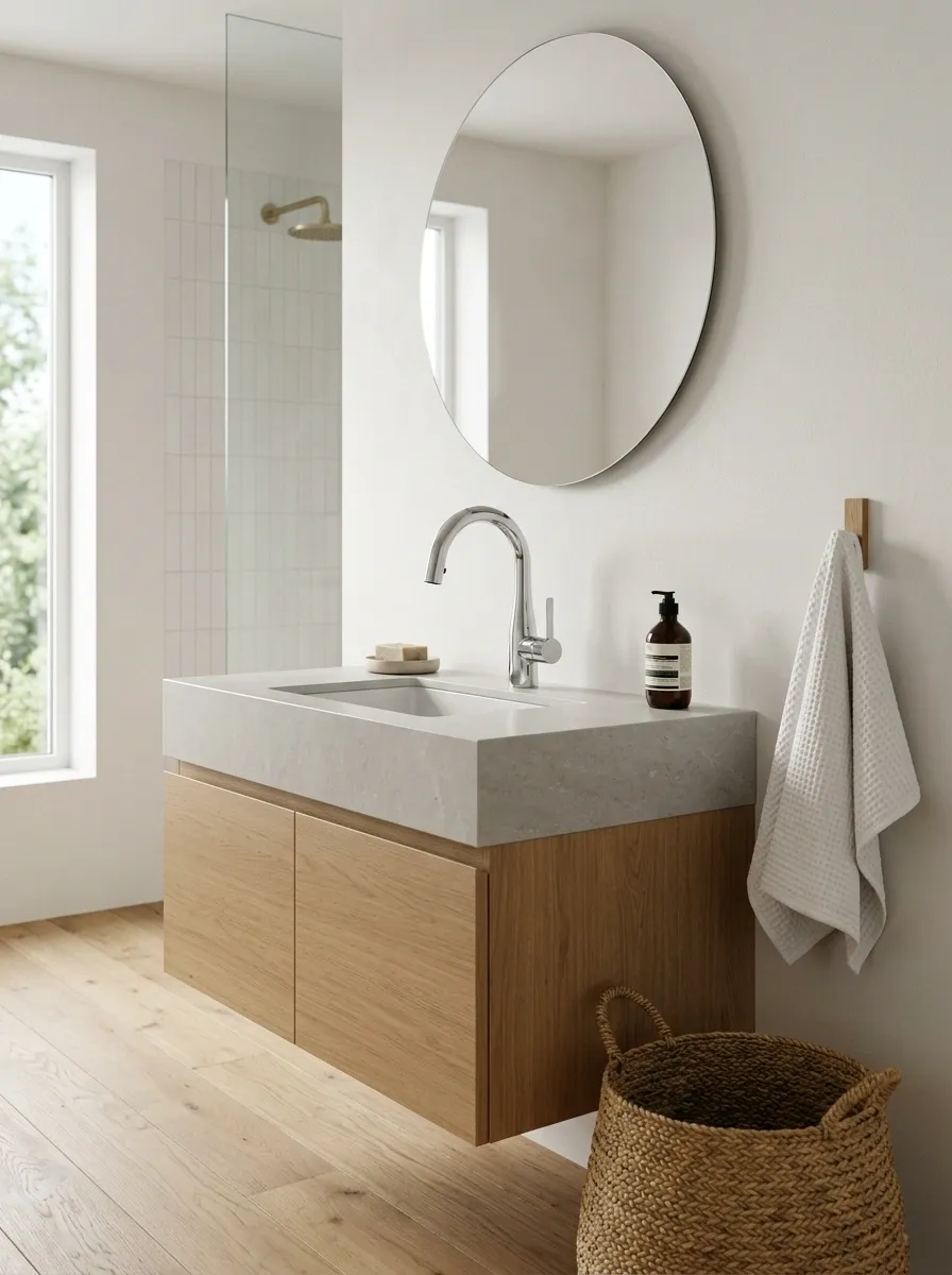 Give a Minimal Bathroom One Strong Chrome Focal Point