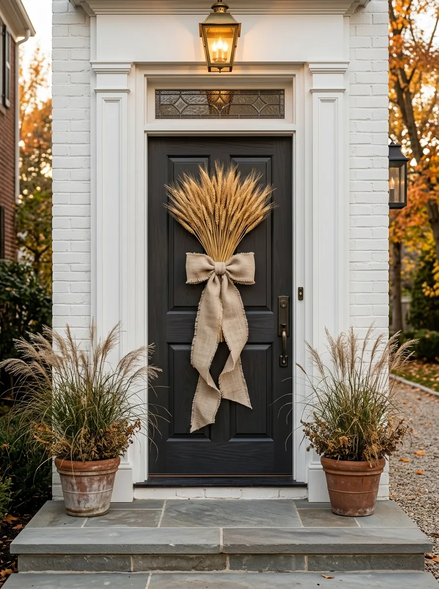 Golden Wheat Sheaf & Natural Linen Bows