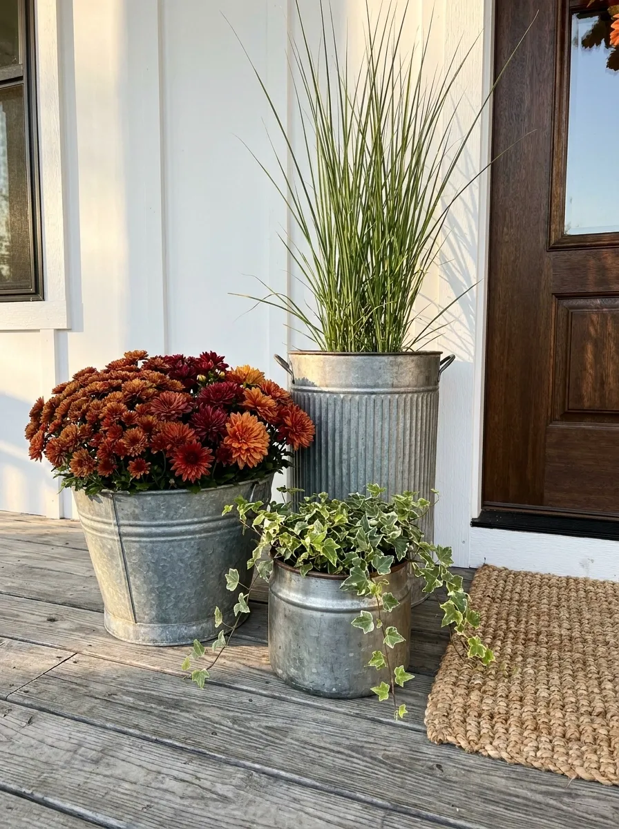 Group Galvanized Planters in Threes