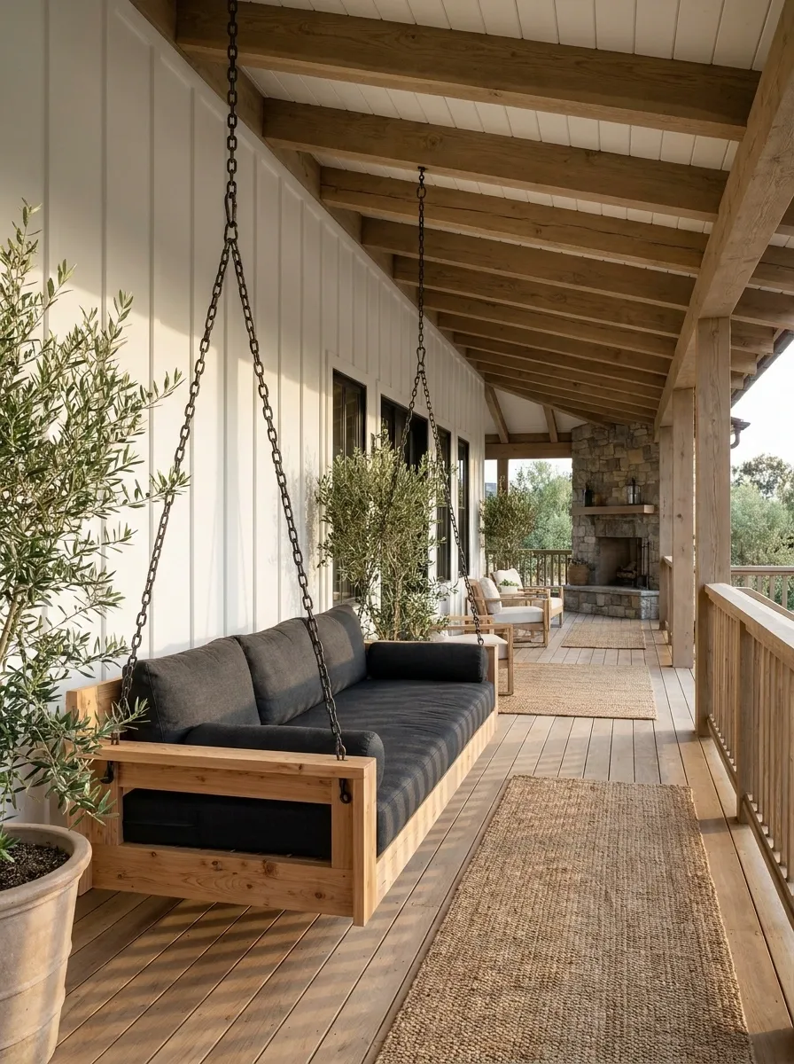 Hang a Raw Wood Porch Swing, Not White Plastic
