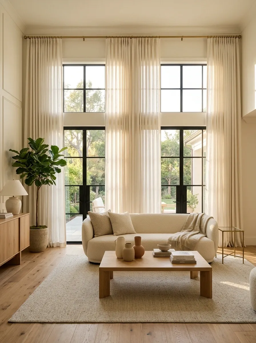 Hang Curtains High and Wide to Frame the Whole Room