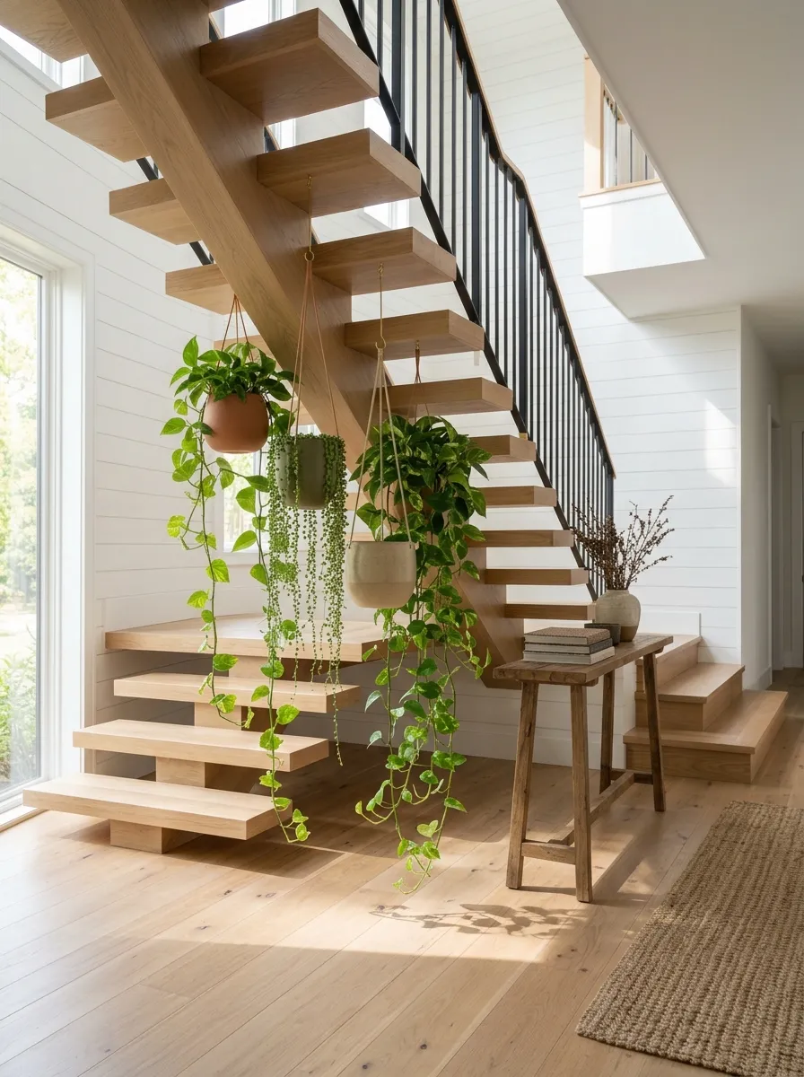 Hang Planters From the Stair Underside Itself