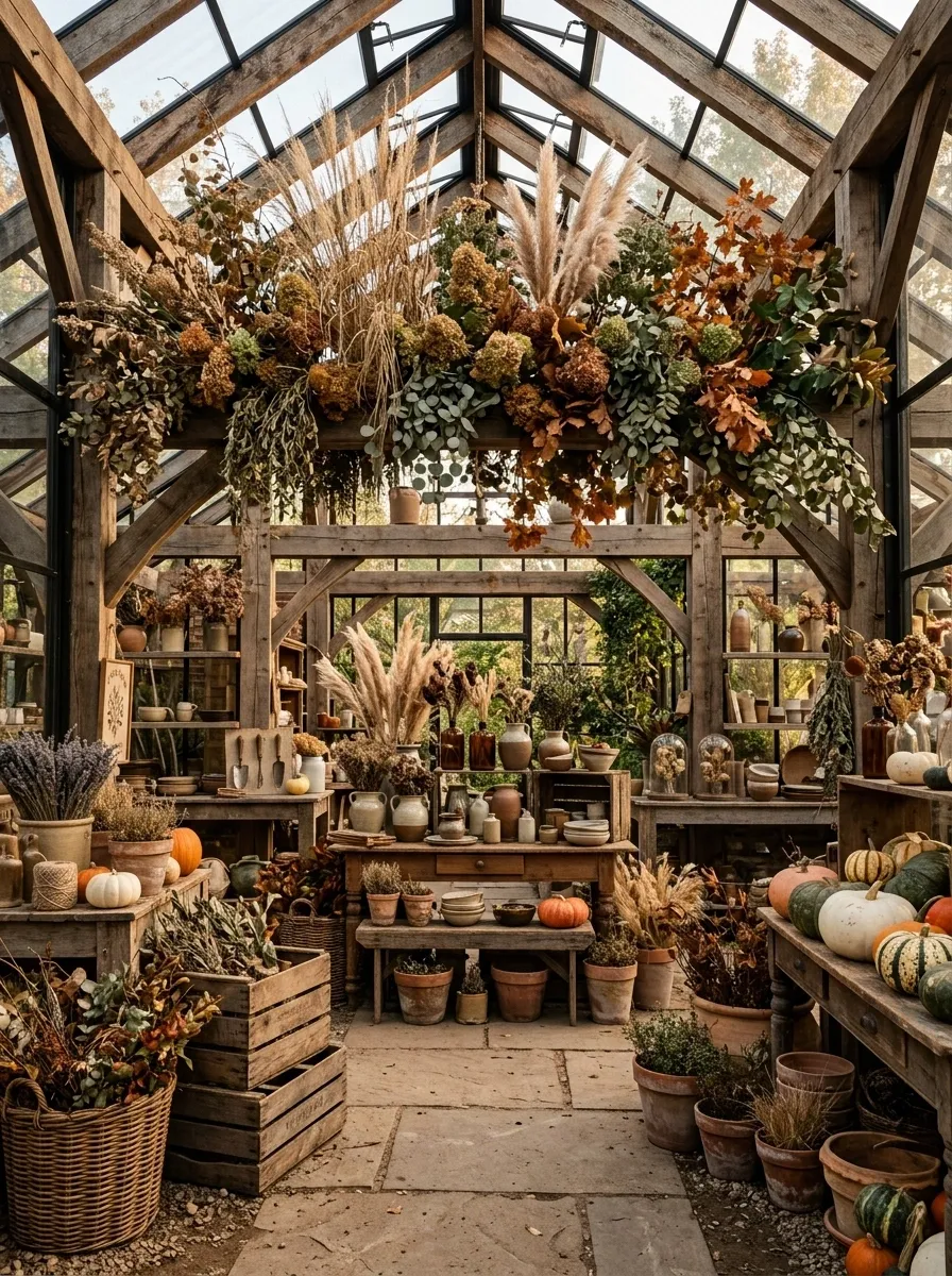 Harvest Greenhouse Booth With Botanical Overhead Layers