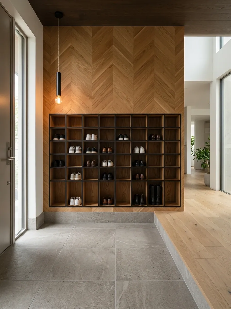 Herringbone Wood Shoe Wall