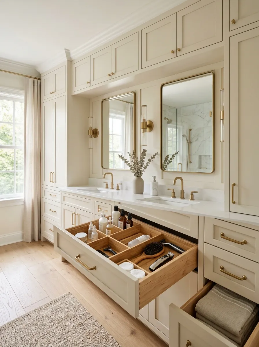 Hide Everyday Clutter Inside Vanity Drawers