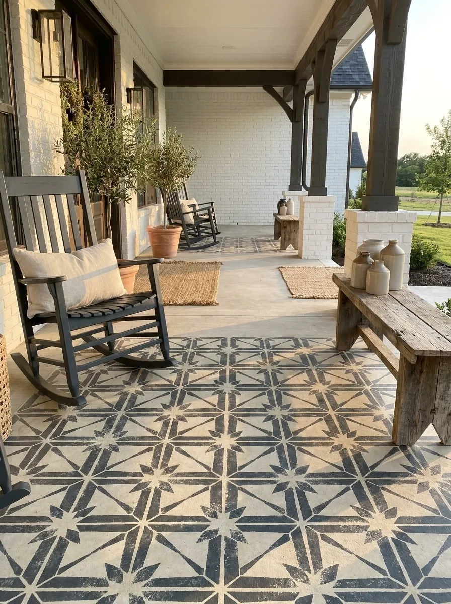 Hide the Concrete Slab Under Stenciled Pavers