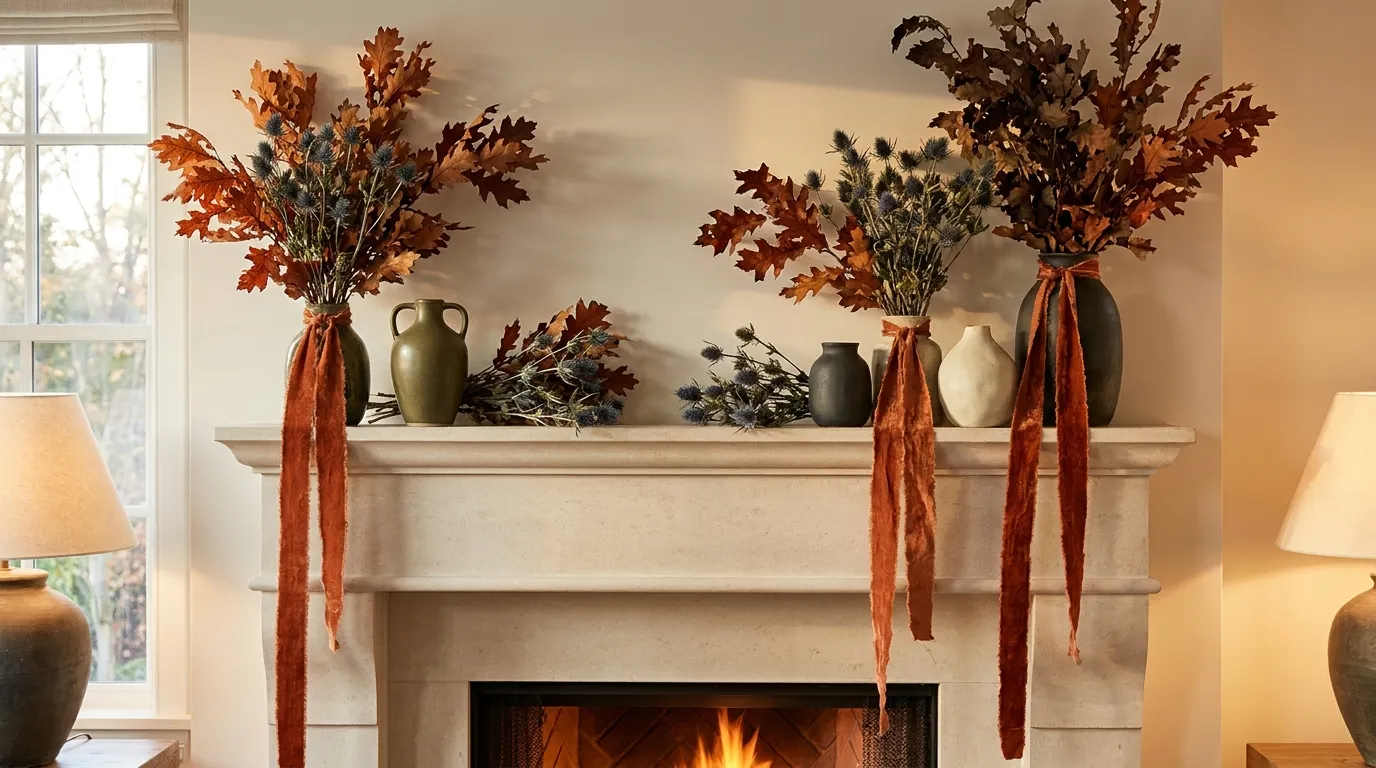 Incorporate Velvet Ribbon Ties on Dried Flower Bundles