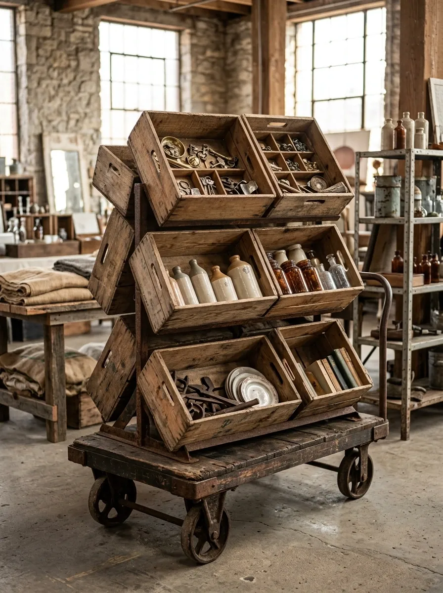 Industrial Cart and Crate Stack
