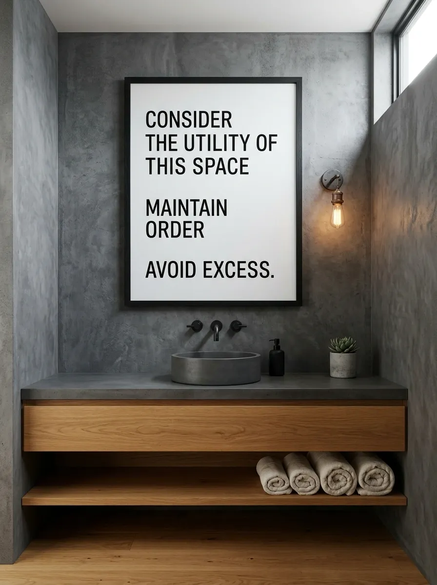 Industrial-Inspired Bathroom With Deadpan Typography