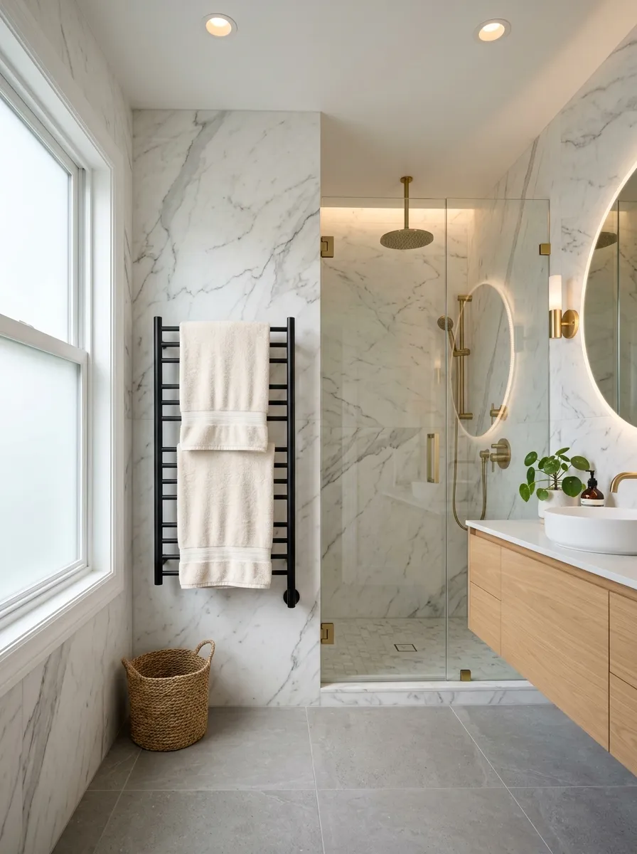 Install a Heated Towel Bar Near the Shower