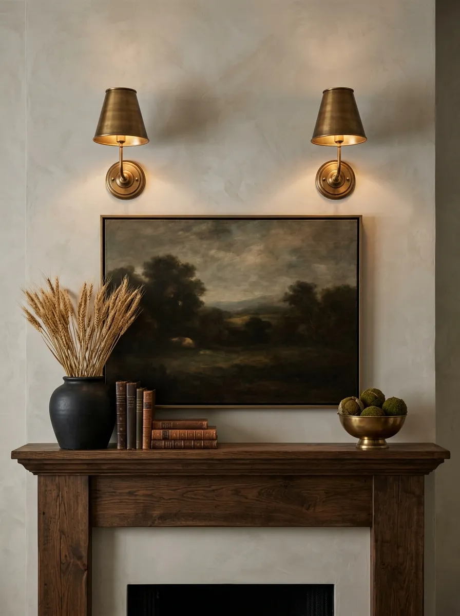 Introduce Antiqued Brass Sconces Above the Board