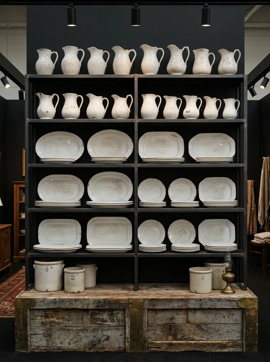 Ironstone White on Black Shelving