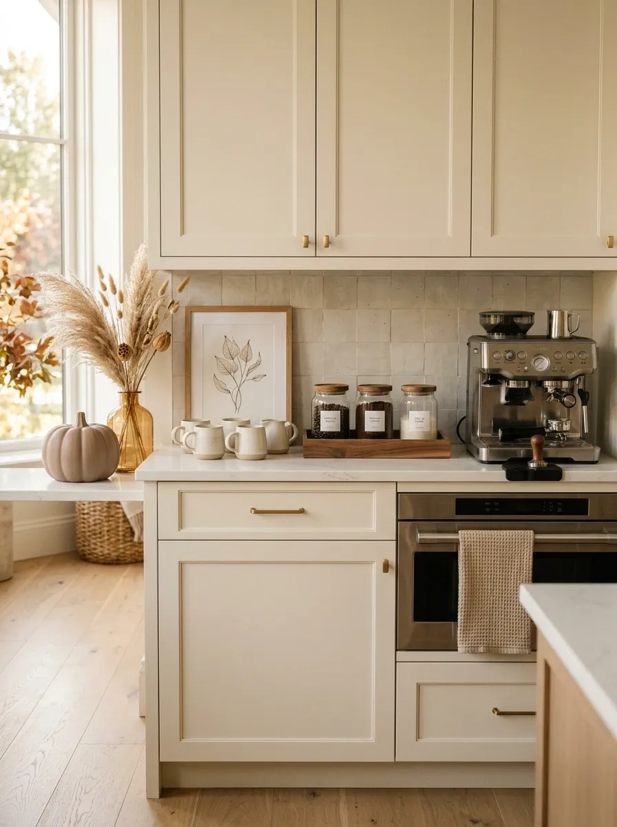 Keep a Neutral Coffee Bar Seasonal With Subtle Autumn Details