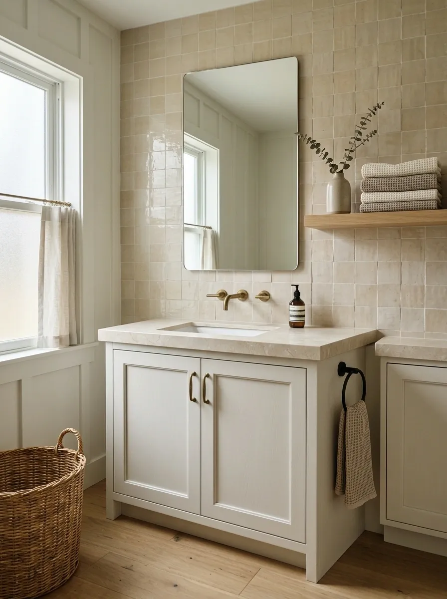Keep Bathroom Finishes Simple and Hardworking