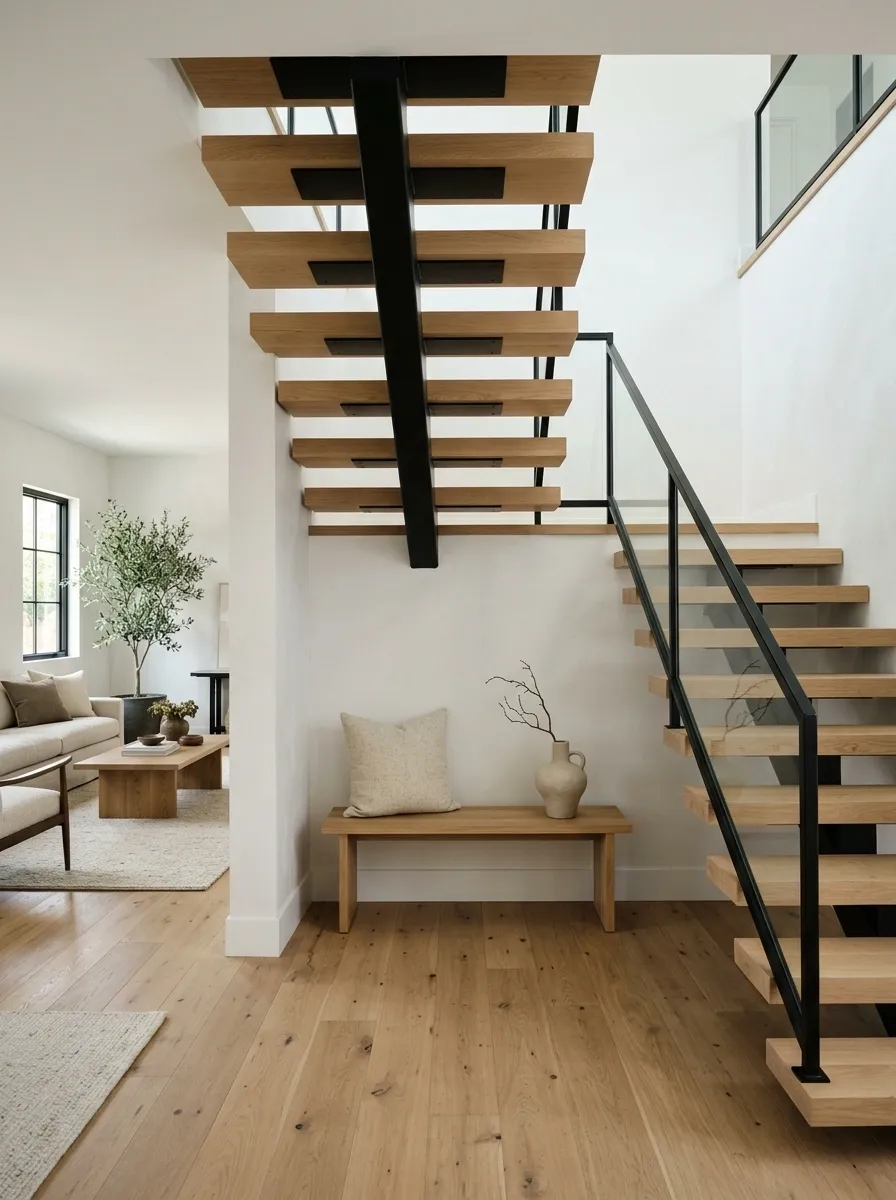 Keep the Area Under an Open Staircase Visually Light