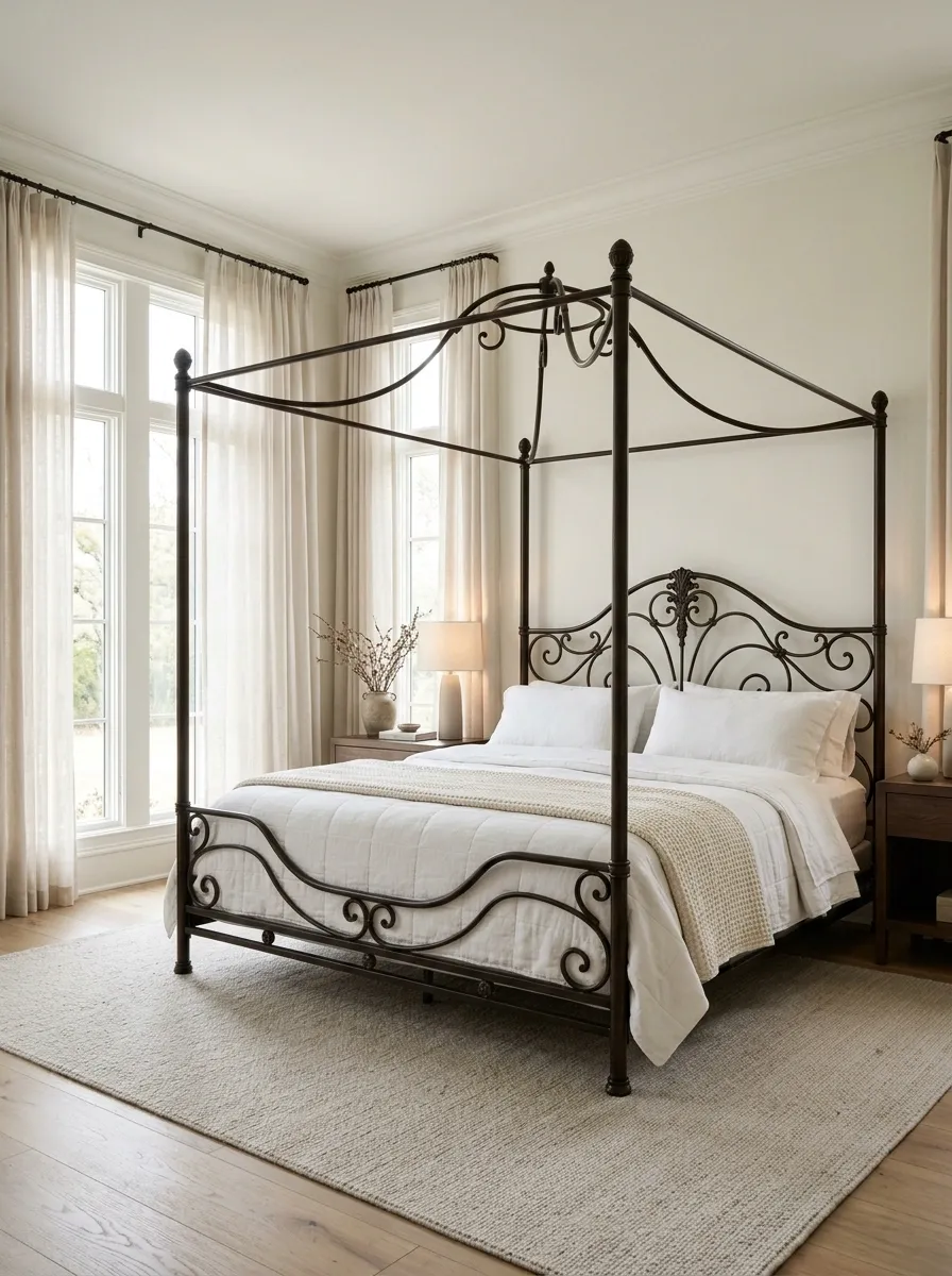 Keep the Bedding Simple When the Frame Is Ornate