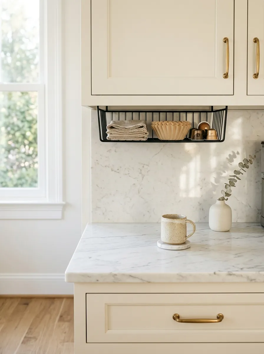 Keep the Counter Clear With an Under-Shelf Basket