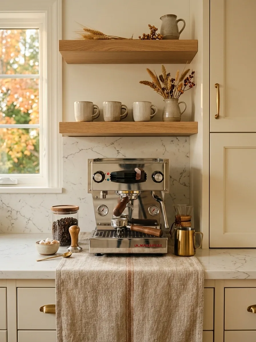 Layer a Runner or Cloth Under the Coffee Station