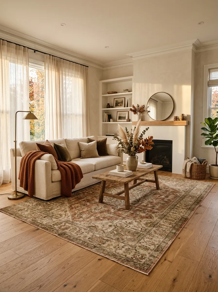 Layer a Vintage Rug Over a Bare Summer Floor