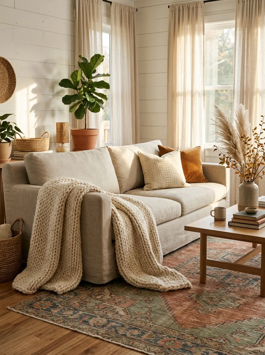 Layer Chunky Knit Throws Asymmetrically