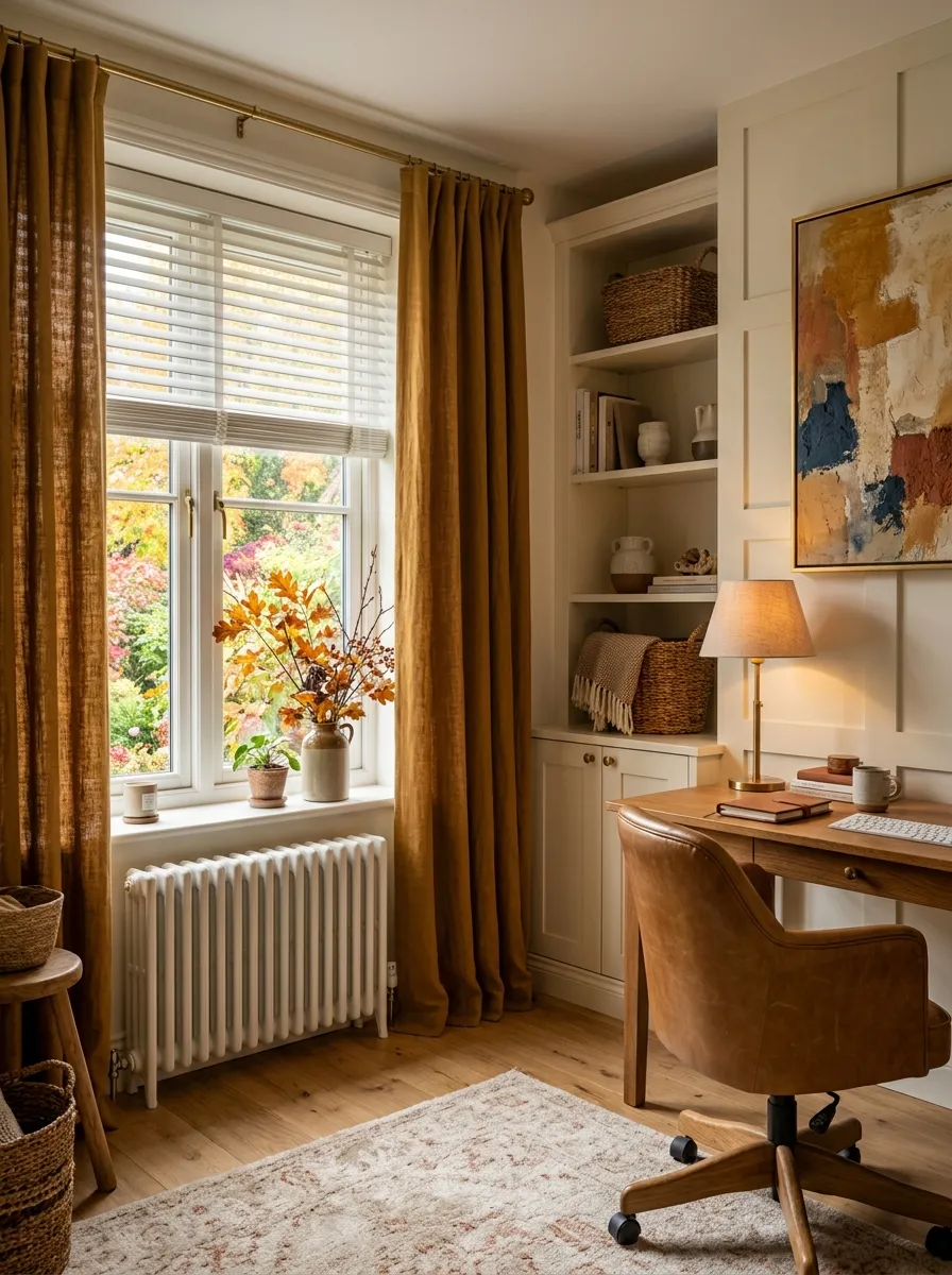 Layer linen curtains over your standard glare-blocking blinds