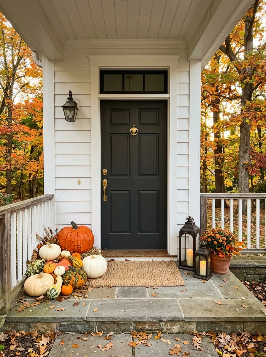 Layer Pumpkins Around the Front Door