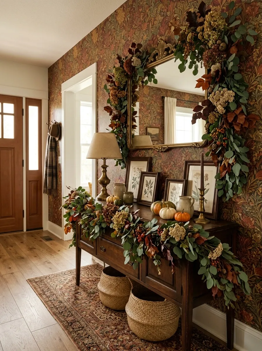 Layered Entryway With Vintage Autumn Maximalism