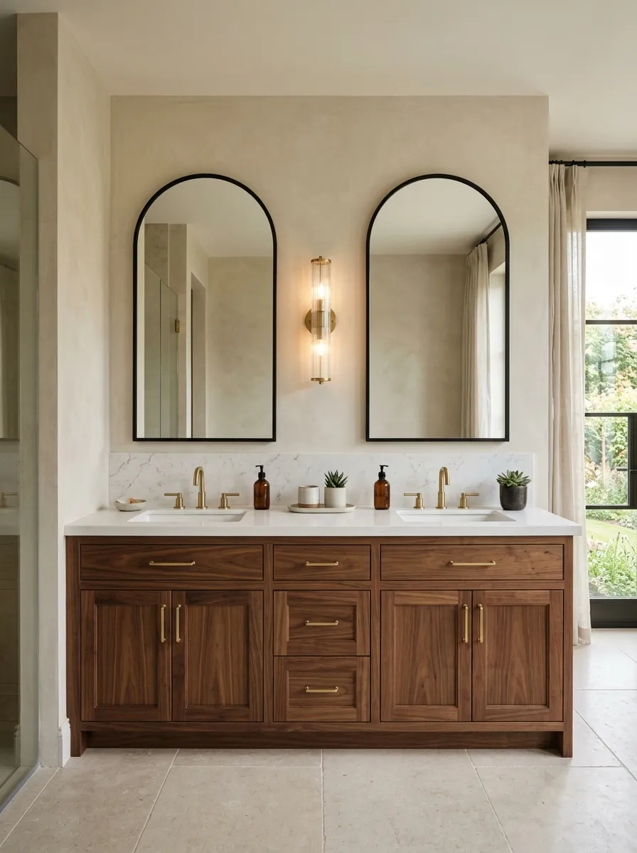 Layered Mirrors Make a Double Vanity Look Custom