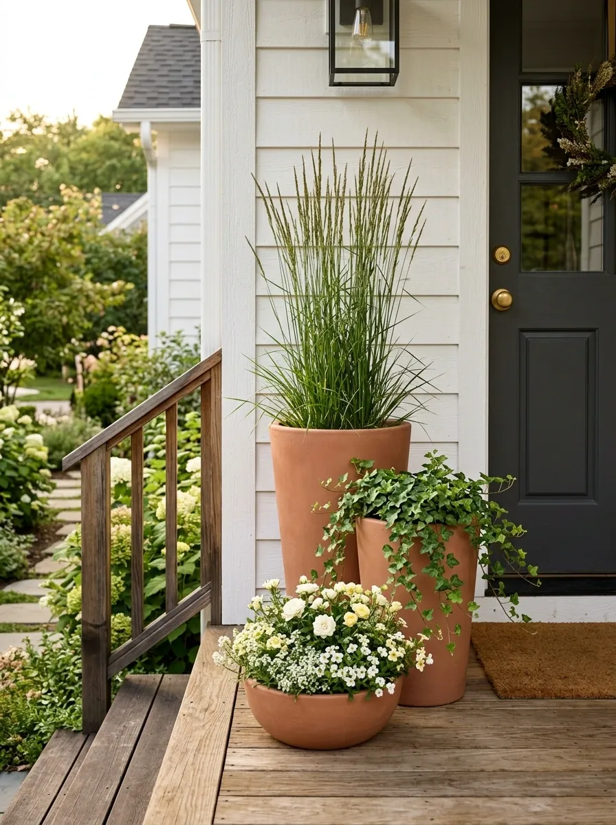 Layered Porch Corner With Three Container Heights