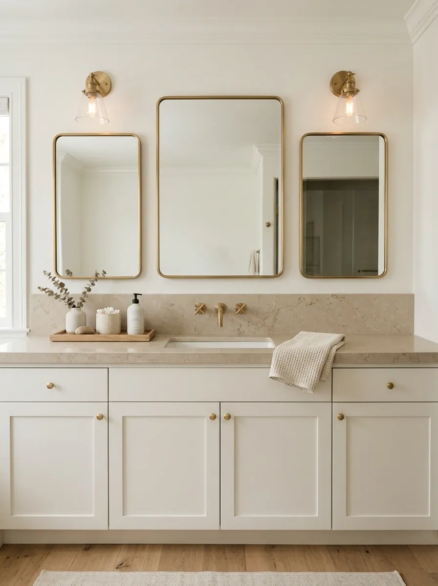 Light-Filled Transitional Vanity With Layered Neutrals
