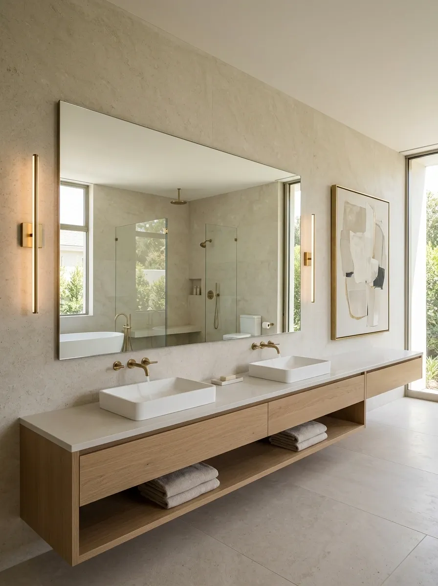 Limestone Bathroom With Horizontal Composition