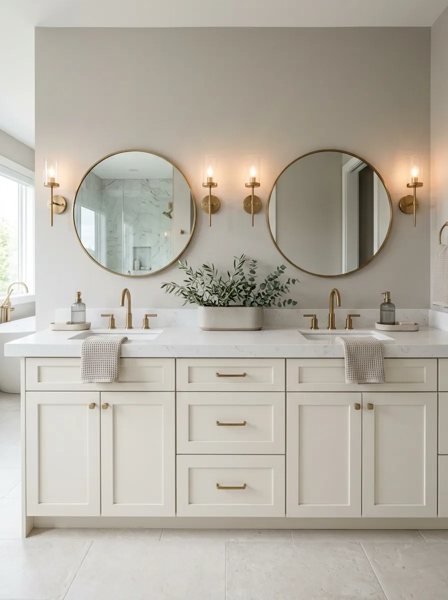 Long Double Vanity With Symmetrical Counter Styling